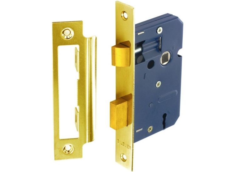 Securit 3 Lever Sash Lock Brass Plated with 2 Keys