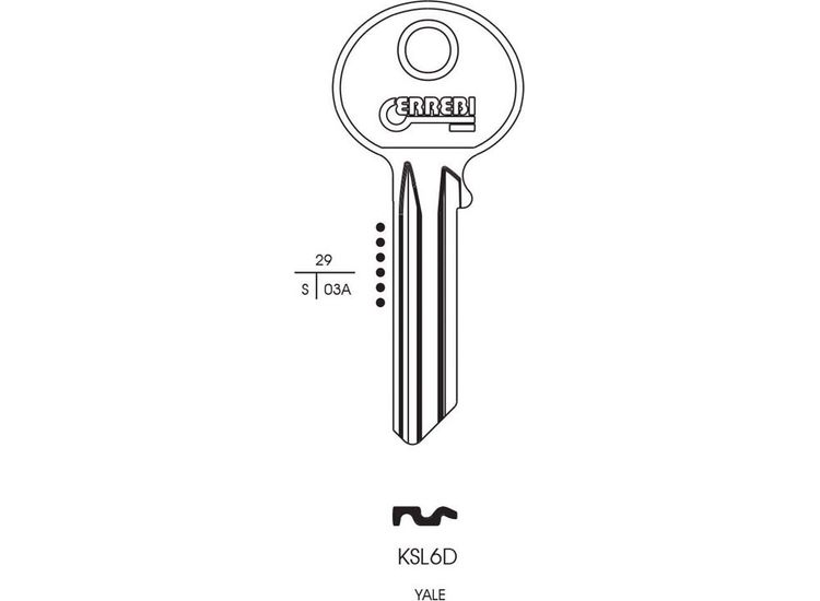Yale KSL6D Cylinder Key Blank 6 Pin