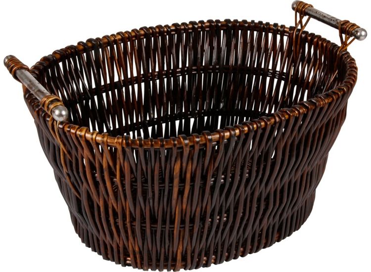 Hearth &amp; Home HH305 Dark Wicker Basket With Chrome Handles