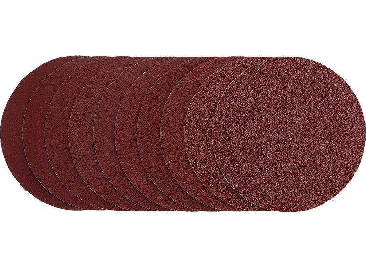Draper 03158 Sanding Discs, 125mm, Hook &amp; Loop, Assorted Grit - 40G, 80G, 120G, 240G (Pack of 10)