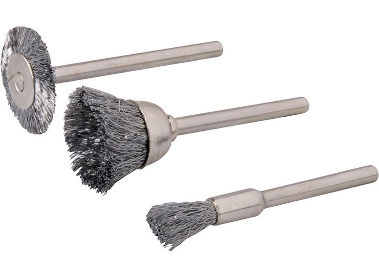 Silverline Rotary Tool Steel Wire Brush Set 3pce 5, 15, 20mm Dia