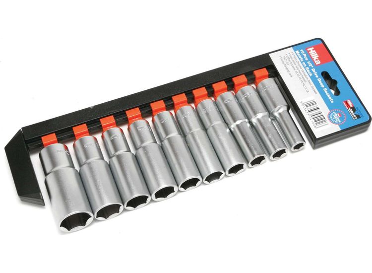 Hilka 10 pce 1/2" Drive Deep Sockets Metric