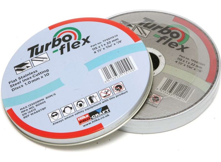 10 x Hilka 115mm SS Cutting Disc Turbo Flex