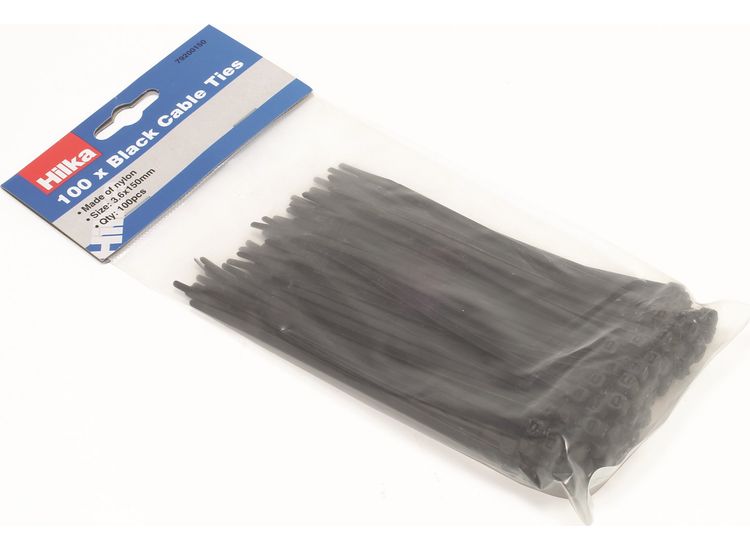 Hilka 100 3.6mm x 150mm Cable Ties Black