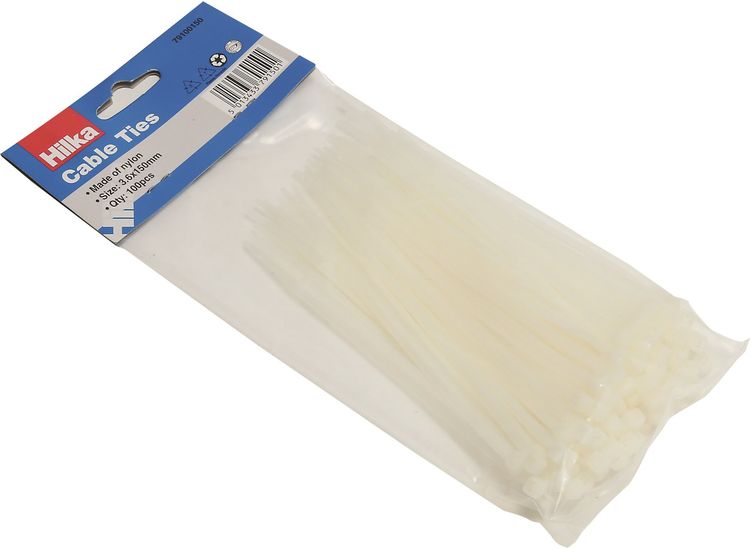Hilka 100 3.6mm x 150mm Cable Ties White