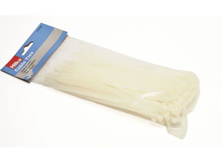 Hilka 100 4.8mm x 200mm Cable Ties White