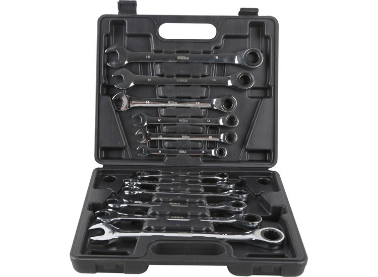 Hilka 12 pce Ratchet Combination Spanner Set Metric Pro Craft