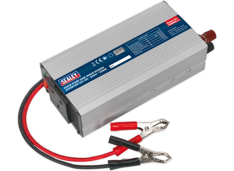 Sealey PSI600 Power Inverter Pure Sine Wave 600W 12V DC - 230V 50Hz