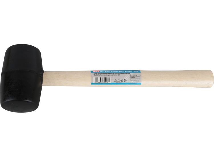 Hilka 16oz Black Rubber Mallet Wooden Shaft