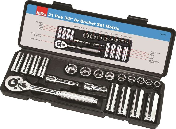 Hilka 21 pce 3/8" Drive Socket Set Metric