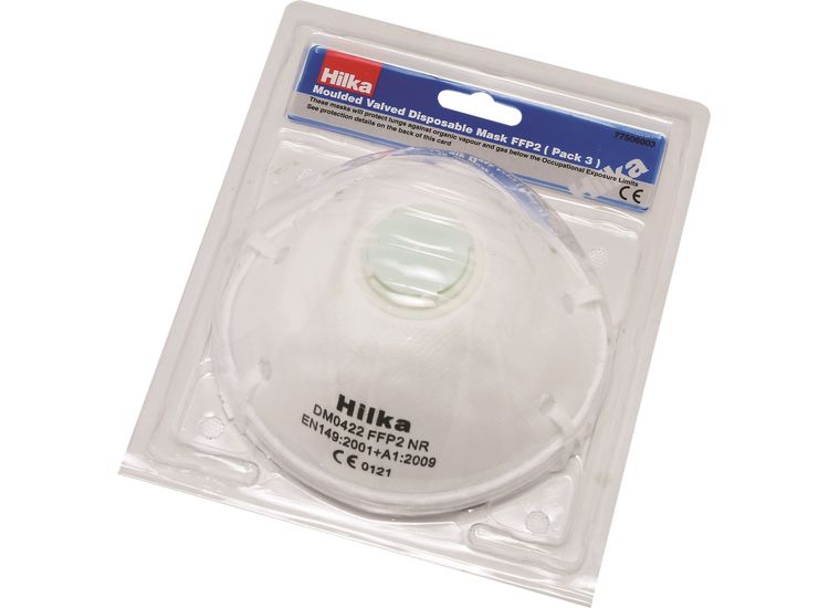 Hilka 3 pce Moulded Valve Disposable Masks FFP2