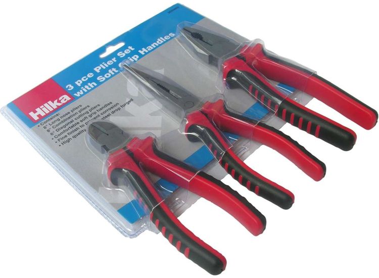 Hilka 3 pce Pliers Set with Soft Grip Handles
