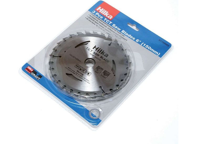 Hilka 3 pce TCT Saw Blades 6" 150mm
