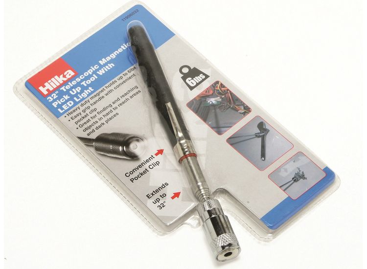 Hilka 32" Telescopic Mag Pick Up Tool &amp; Light