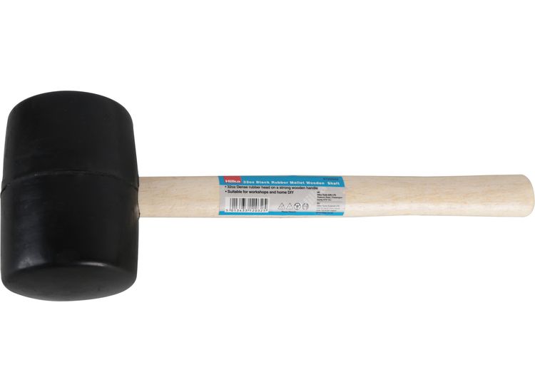 Hilka 32oz Black Rubber Mallet Wooden Shaft