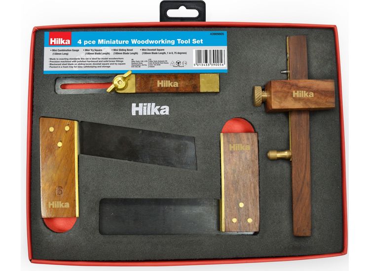 Hilka 4 pce Miniature Woodworking Tool Set in PU
