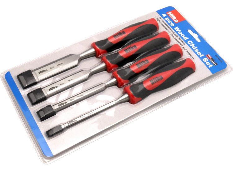 Hilka 4 pce Wood Chisel Set Soft Grip