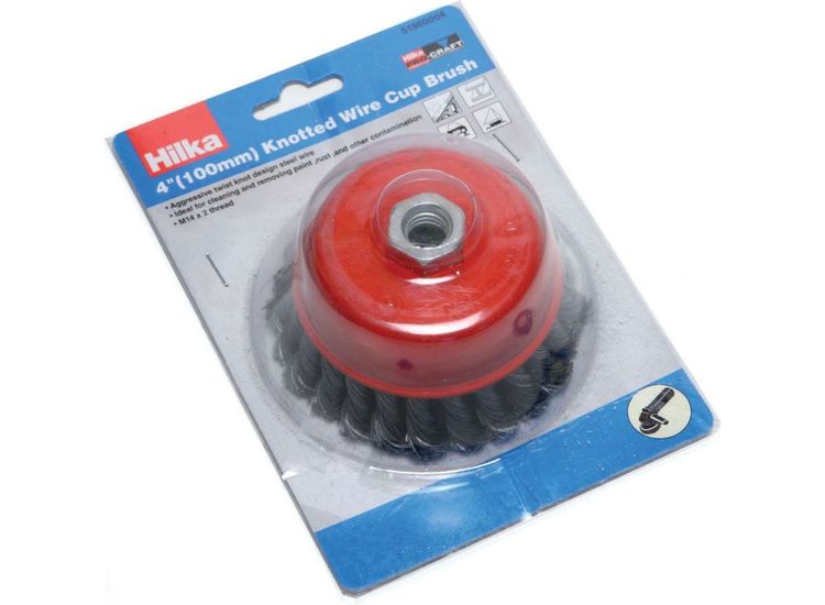 Hilka 4" (100mm) M14 Knotted Wire Cup Brush