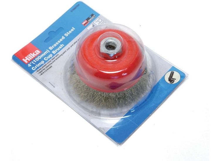 Hilka 4" M14 Brassed Steel Crimp Cup Brush