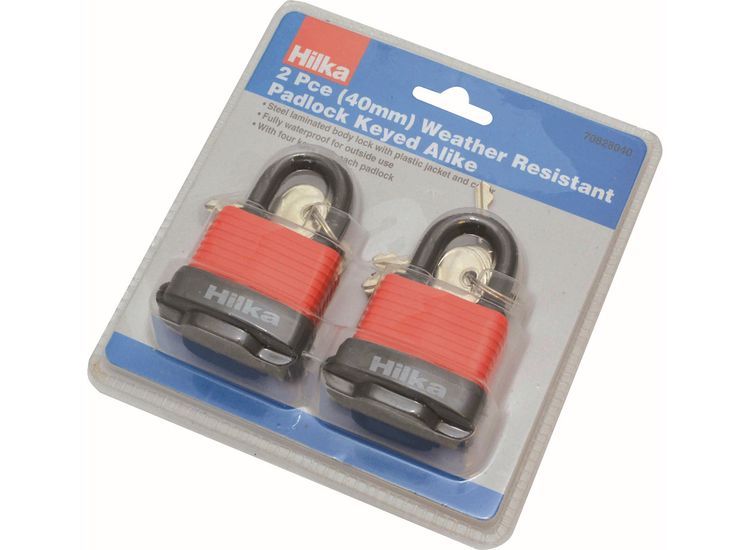 Hilka 40mm 2 pce Weather Resistant Padlock