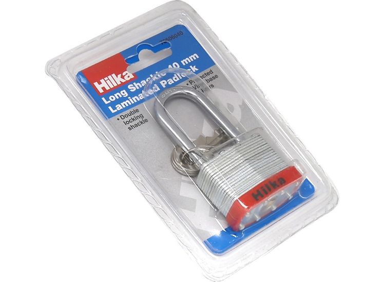 Hilka 40mm Long Shackle Laminated Padlock