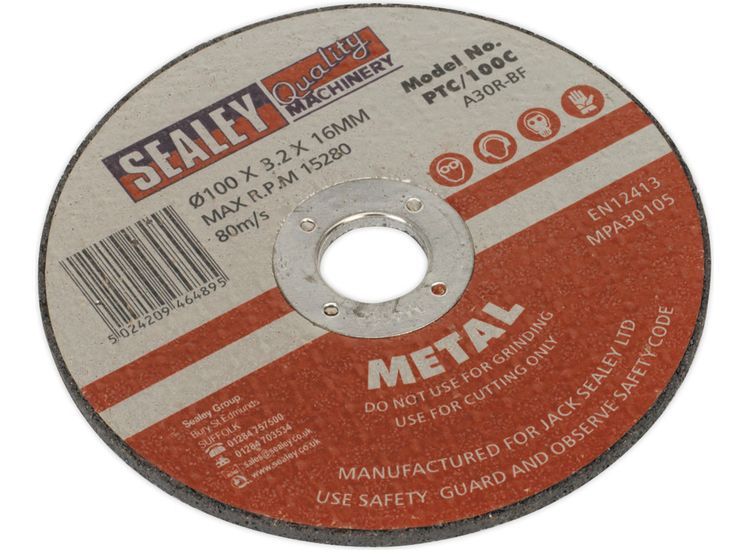 Sealey PTC/100C Cutting Disc &amp;#8709;100 x 3mm 16mm Bore