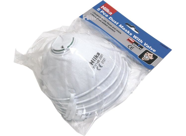 Hilka 5 pce Dust Masks with Valve FFP1