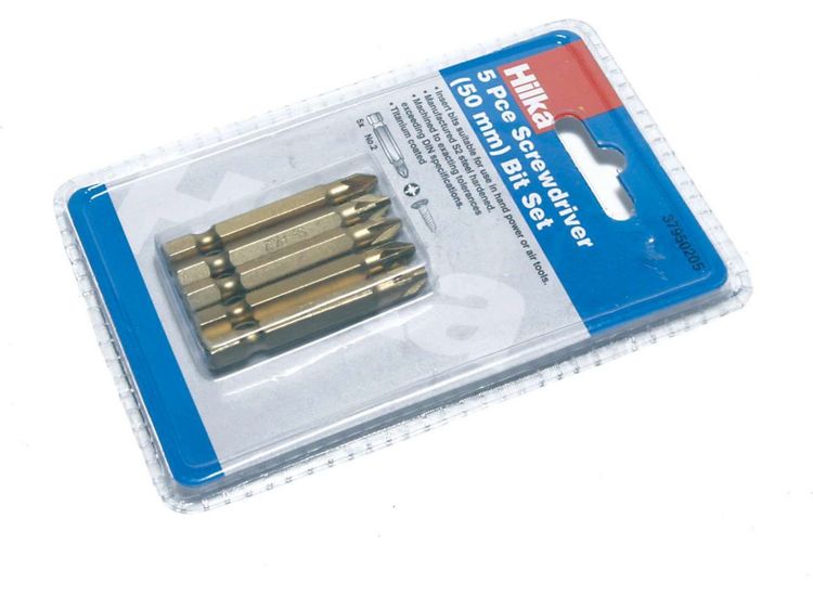 Hilka 5 pce Pozi No 2 Bits 50mm Titanium Bits