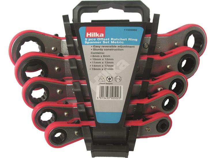 Hilka 5 pce Ratchet Ring Spanner Set Metric