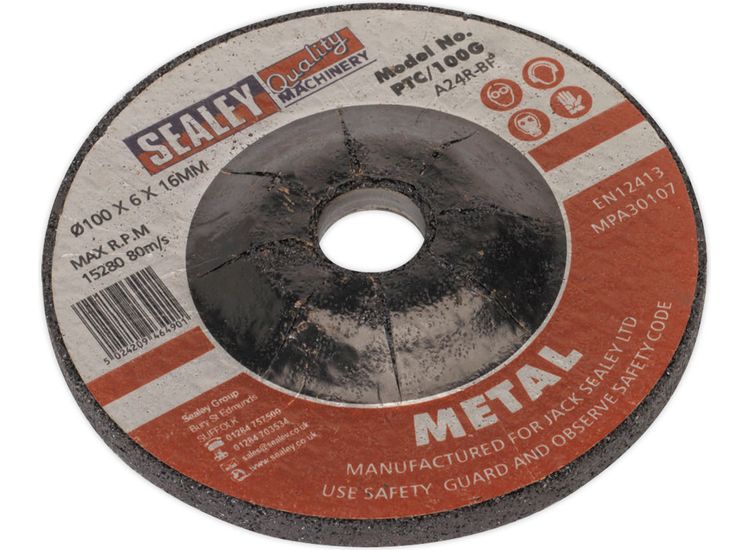 Sealey PTC/100G Grinding Disc &amp;#8709;100 x 6mm 16mm Bore