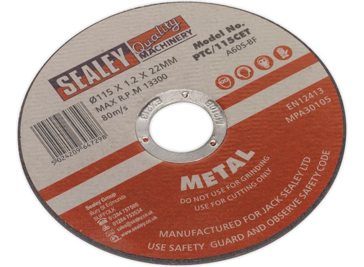 Sealey PTC/115CET Cutting Disc &amp;#8709;115 x 1.2mm 22mm Bore