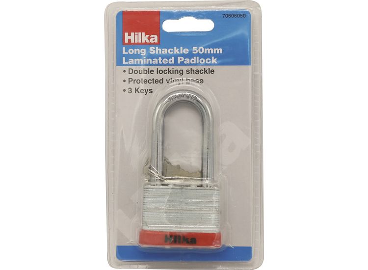 Hilka 50mm Long Shackle Laminated Padlock