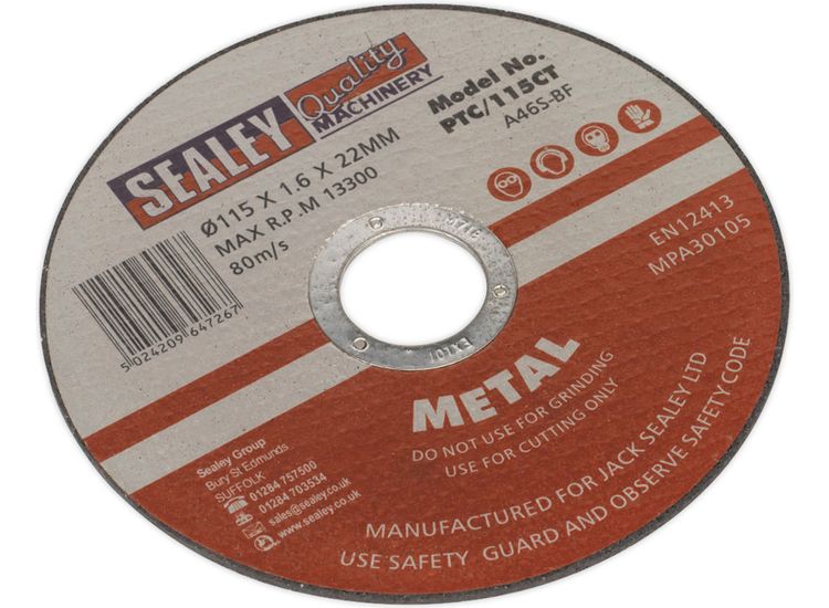 Sealey PTC/115CT Cutting Disc &amp;#8709;115 x 1.6mm 22mm Bore