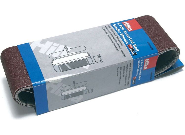 Hilka 6 pce Assorted Belt Sander Sheets