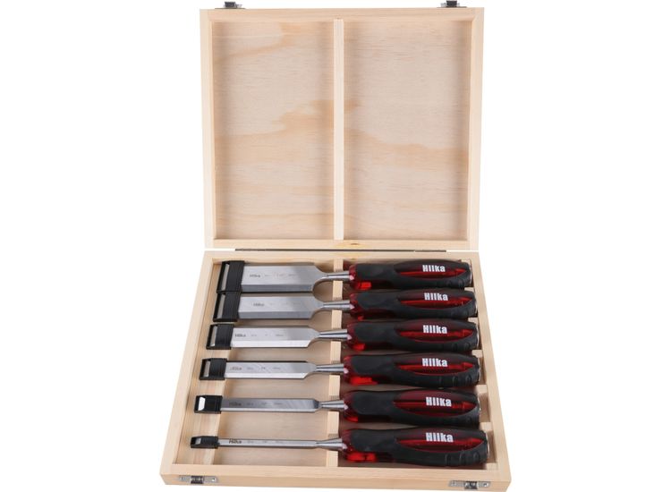 Hilka 6 pce Wood Chisel Set Clear Grip