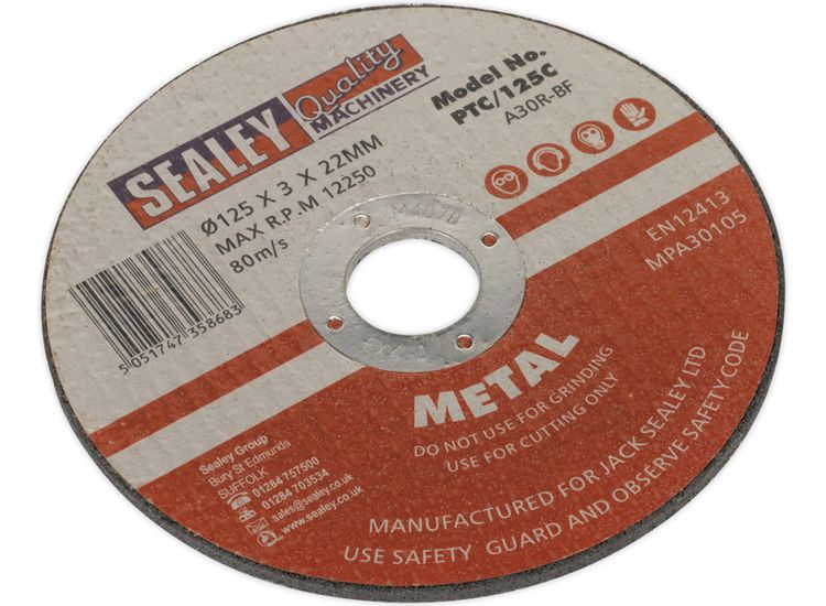 Sealey PTC/125C Cutting Disc &amp;#8709;125 x 3mm 22mm Bore