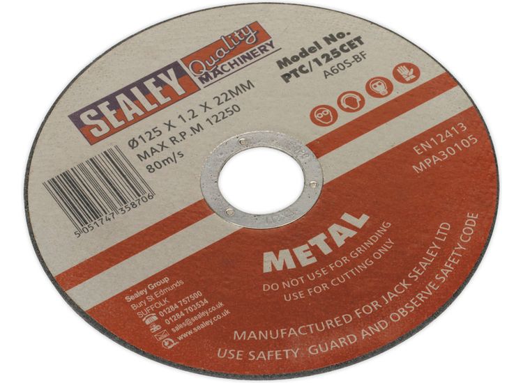 Sealey PTC/125CET Cutting Disc &amp;#8709;125 x 1.2mm 22mm Bore