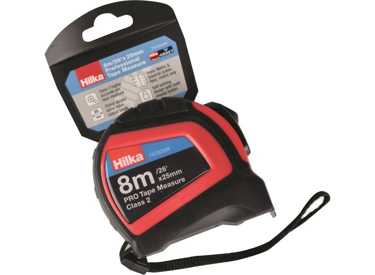 Hilka 8m/26ft x 25mm Professional Tape Measure