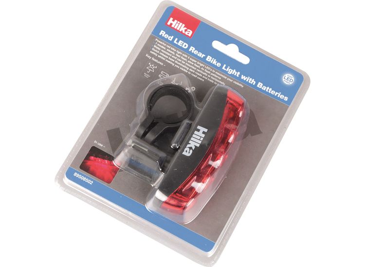 Hilka Red LED Rear Bike Light with Batteries