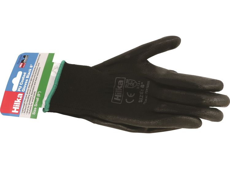 Hilka Small 8" Black PU Work Gloves