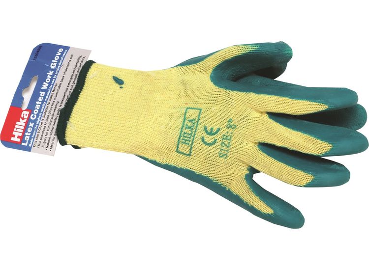 Hilka Small 8" Green Latex Coated Work Gloves
