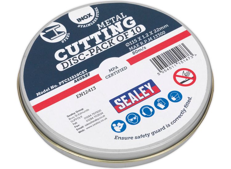 Sealey PTC11510CET Cutting Disc 115 x 1.2mm 22mm Bore Pack of 10