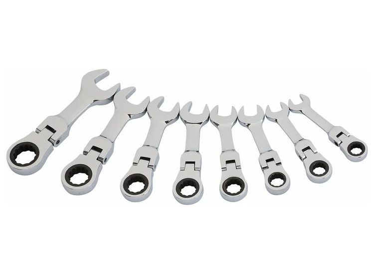 Draper 27982 Draper HI-TORQ&amp;#174; Metric Stubby Flexible Head Ratchet Combination Spanner Set (8 Piece)