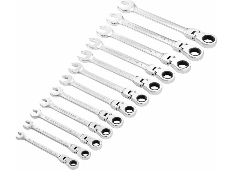 Draper 27733 Draper HI-TORQ&amp;#174; Metric Flexible Head Ratchet Combination Spanner Set (12 Piece)