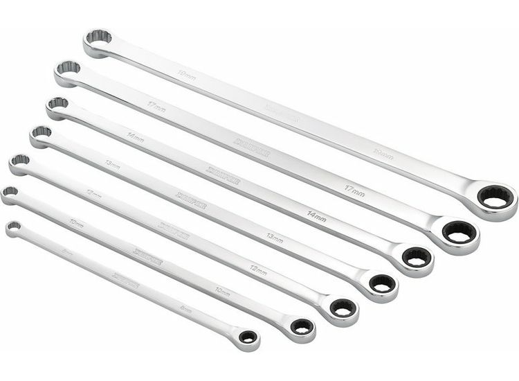 Draper 27778 Draper HI-TORQ&amp;#174; Metric Extra-Long Double Ring Ratchet Spanner Set (7 Piece)