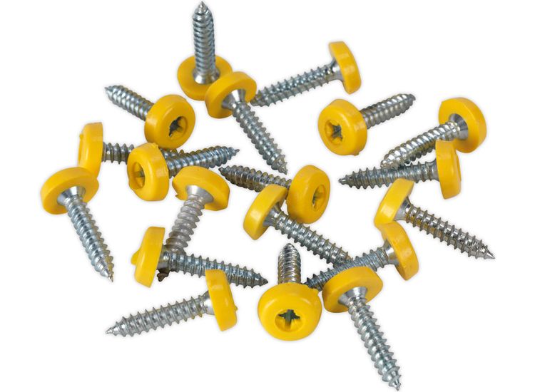 Sealey PTNP6 Number Plate Screw Plastic Enclosed Head 4.8 x 24mm Yellow Pack of 50