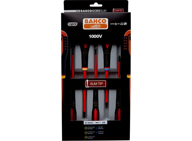 Bahco BE-9882SL ERGO™ Slim VDE Insulated Screwdriver Set, 5 Piece