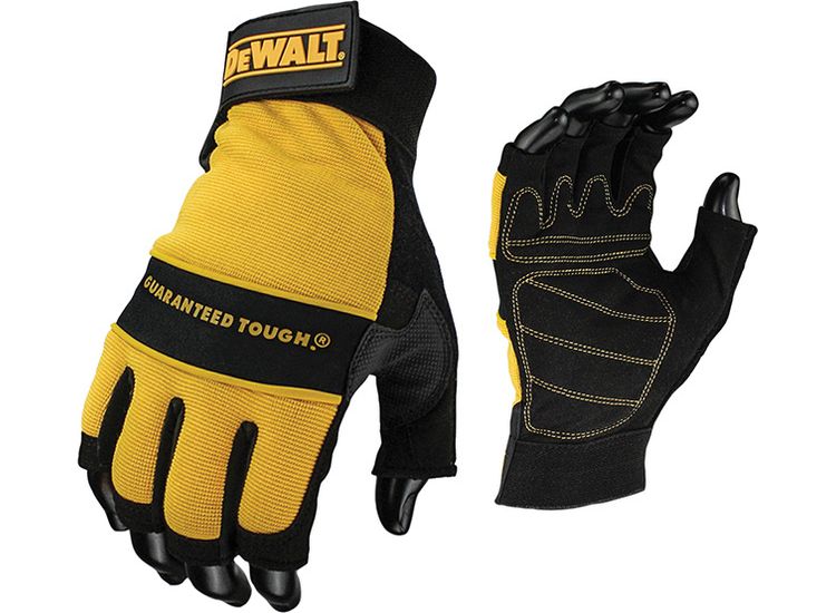 DEWALT Fingerless Synthetic Padded Leather Palm Gloves - Large