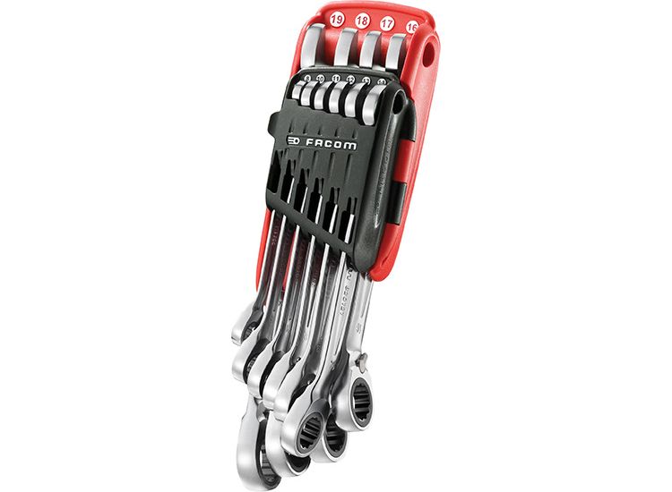 Facom 467B.JP10PB Ratchet Combination Wrench Set, 10 Piece