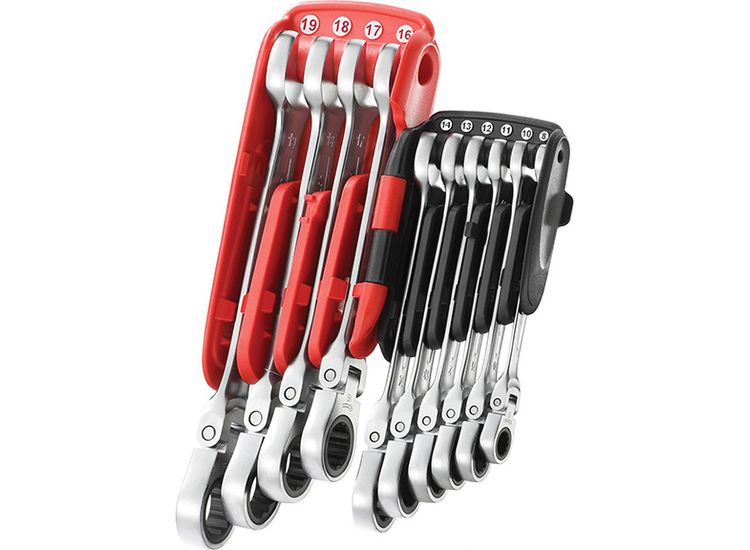 Facom 467BF.JP10PB Ratchet Combination Flexi Wrench Set, 10 Piece